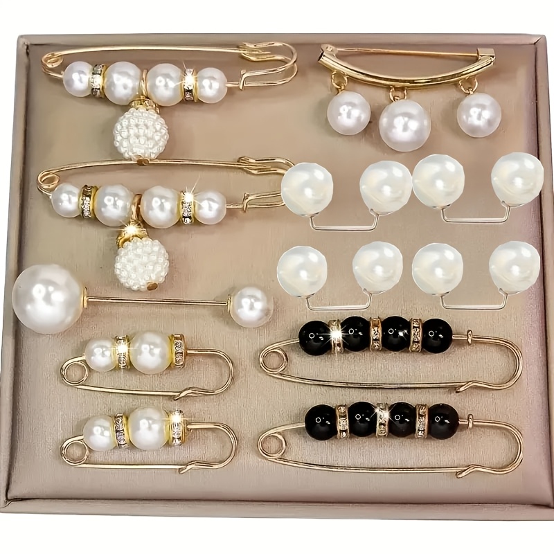 12pcs Elegant Brooch Pins Set, Versatile Fashion Accessories